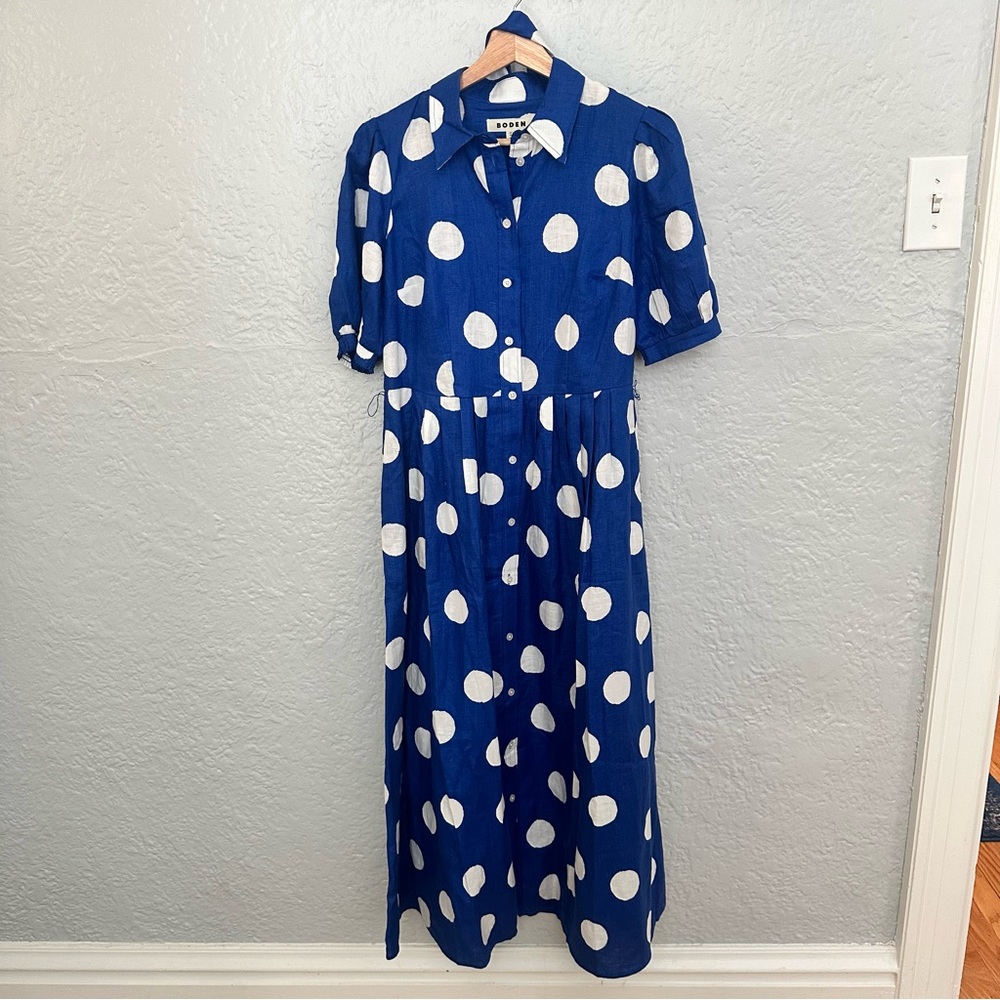 Boden Blue Alexa Linen Maxi Shirt Dress - Picture 9 of 13